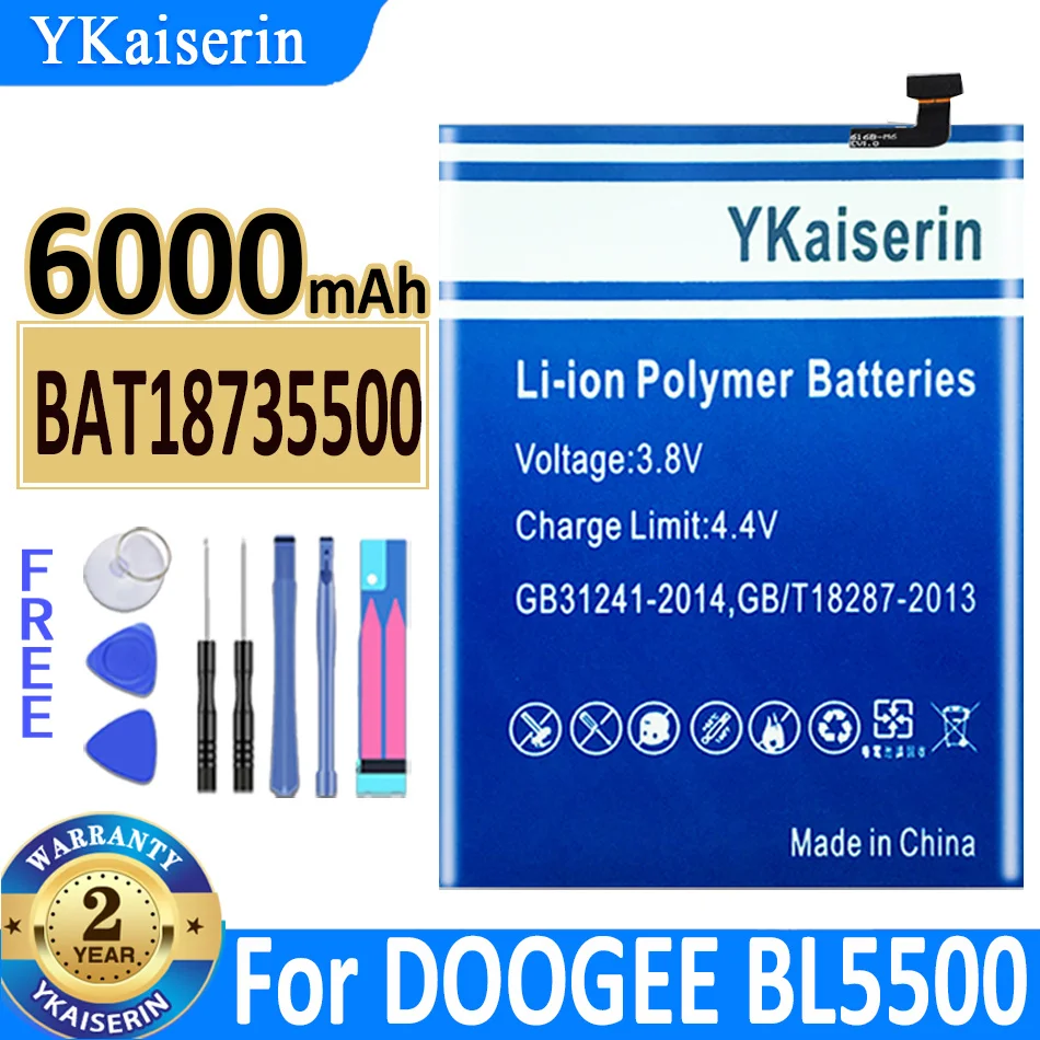 

YKaiserin BAT18735500 Battery 6000mah for DOOGEE BL5500 BL 5500 Battery +Tracking + Tools