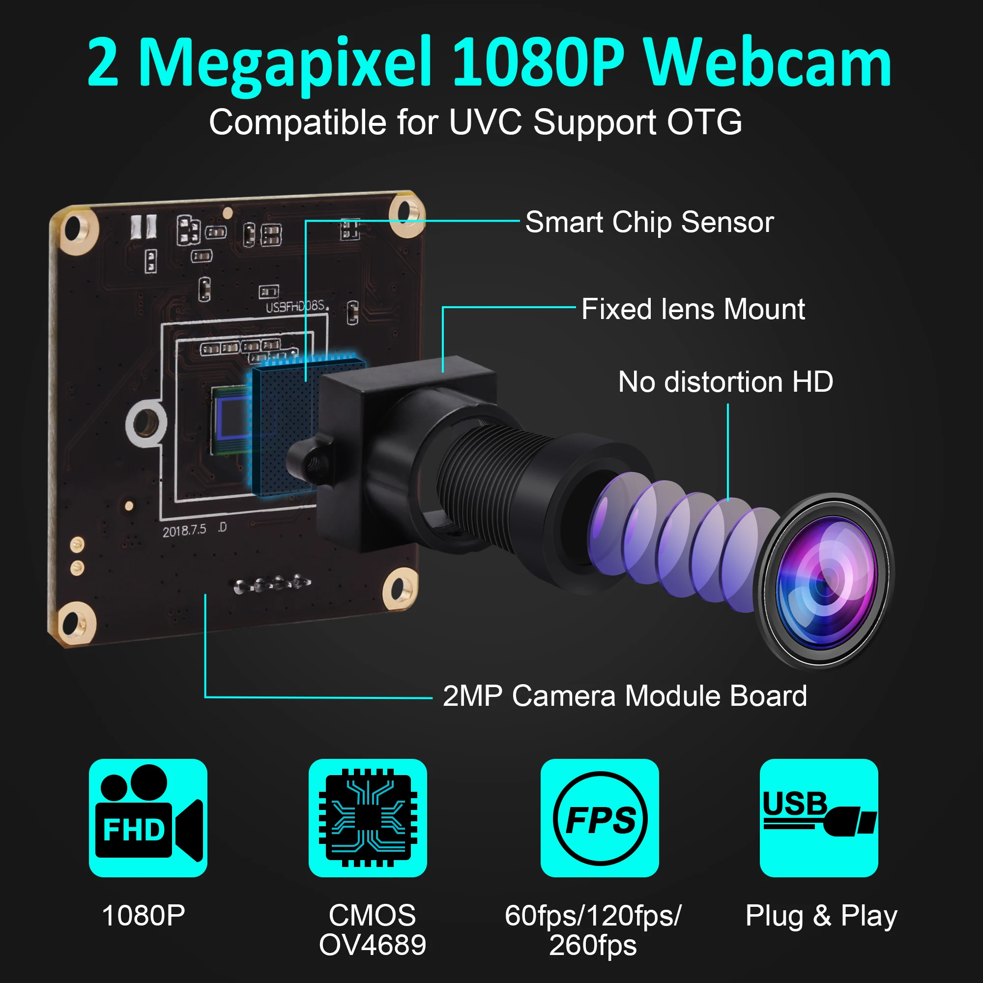 Мини-камера для гольфа ELP USB2.0 Full HD 1080P CMOS OV4689
