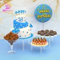 deouny 3 pcs acrylic cake stands round removable dessert display shelf set bakery rack wedding birthday party holder direct sale