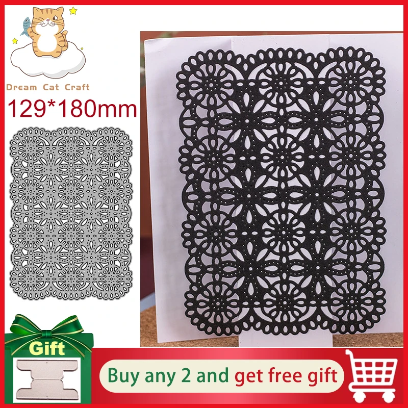 

Lace Pattern Flowers Background Panel Cutting Metal Dies New Stencils DIY Scrapbooking Paper Cards Craft Making Craft Decoration