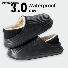 2023 Winter Slippers Men Outdoor Waterproof Warm Sneaker Women Slip On Indoor Plush Home Footwear Thick Platform Non-Slip Shoes 