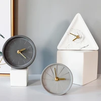 nordic ins cement table clock concrete table clock round ornaments modern minimalist silent clocks office study decor reloj mesa