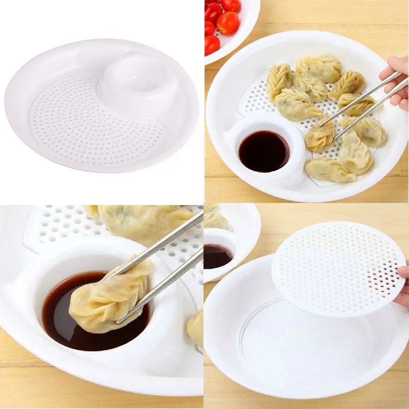 

Dual-Layer Wheat Straw Disc Dumpling Plate with Vinegar Plate Tool with Mini Spices Dish Fruit Bowl Kitchen Tableware