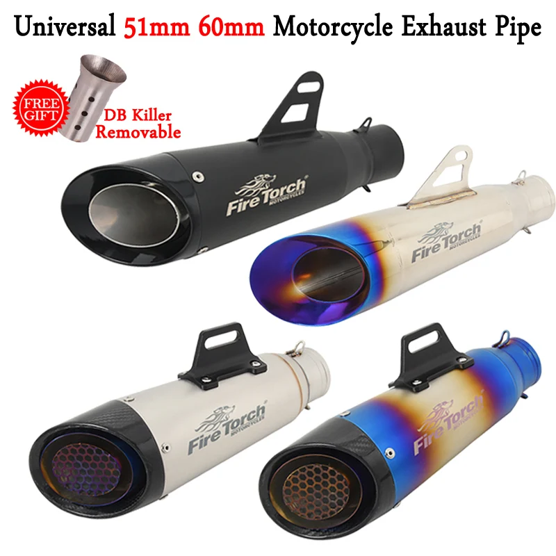 

51 - 60mm Universal Motorcycle Exhaust Pipe System Escape Moto Muffler DB Killer For PCX125 CBR400 R6 R1 MT09 Z400 KTM 390 ADV