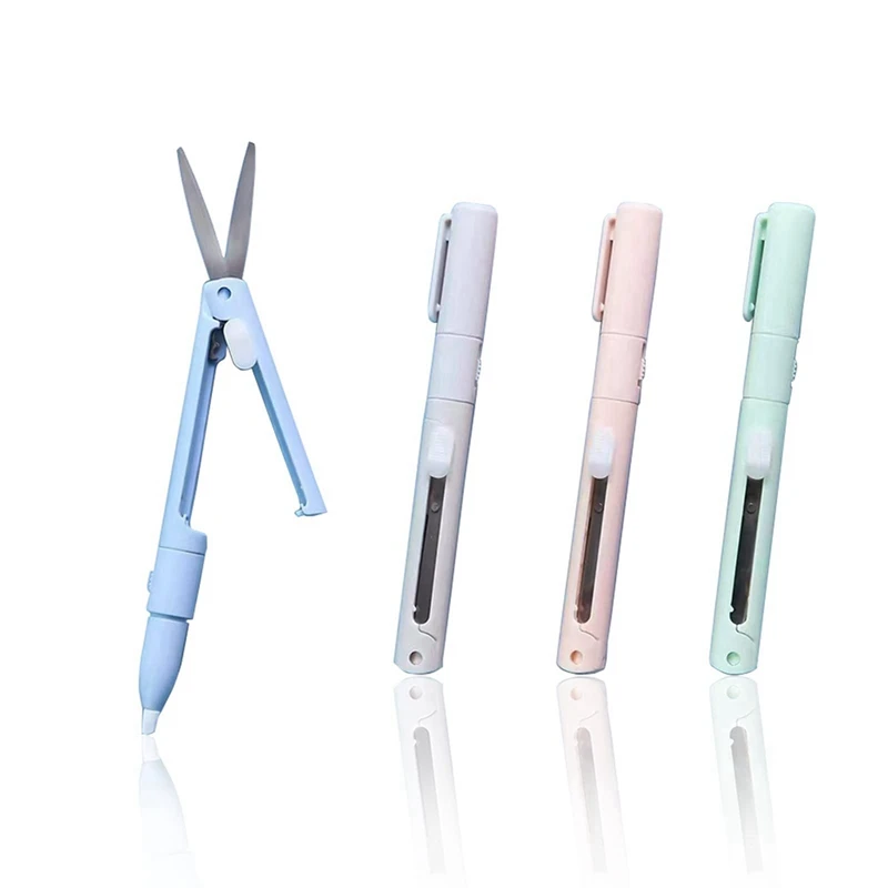 

Dual-Use 4-Piece Color Pen Scissors Light Student Scissors Folding Art Scissors Convenient Ceramic Carving Knife