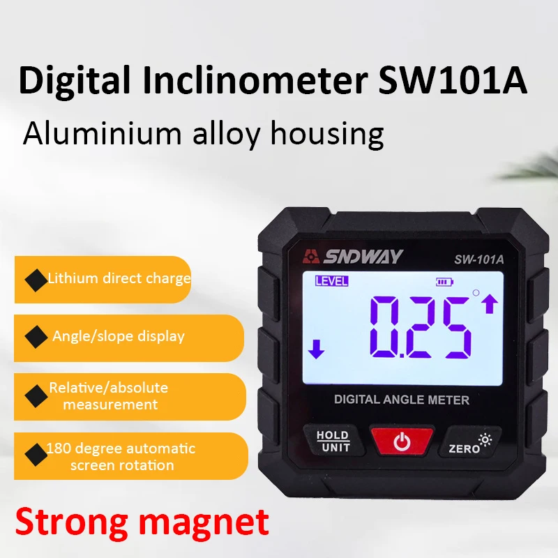 SW-101A Цифровой инклинометр 4-сторонний магнитный 4x90 ° Измерение угла наклона