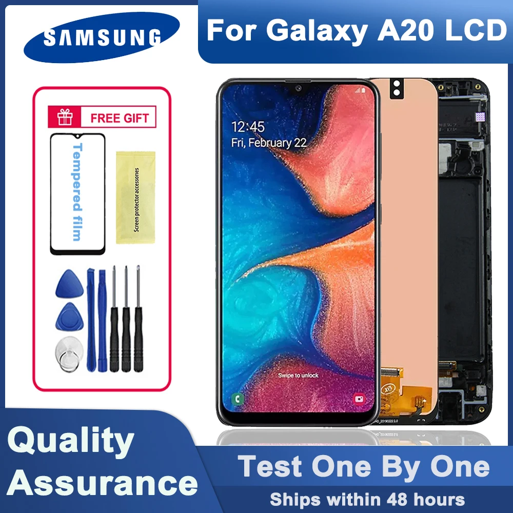 

Оригинальный ЖК-дисплей 6,4 дюйма для Samsung Galaxy A20 A205 SM-A205F A205FN A205GN A205S A205YN, ЖК-дисплей с сенсорным экраном и дигитайзером в сборе
