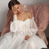 elegant wedding dress puff sleeve off the shoulder tulle sweetheart neck mopping gown charming vestido de novia for women