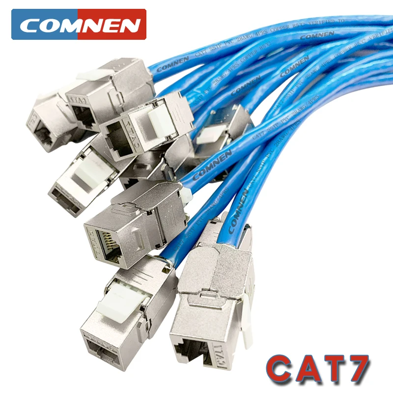 1 шт., Экранированный FTP-адаптер RJ45 CAT7 без инструментов, самоблокирующийся адаптер из цинкового сплава