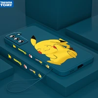 anime pikachu lovely for samsung galaxy s22 s21 s20 s10 note 20 10 ultra plus pro fe lite liquid left rope silicone phone case