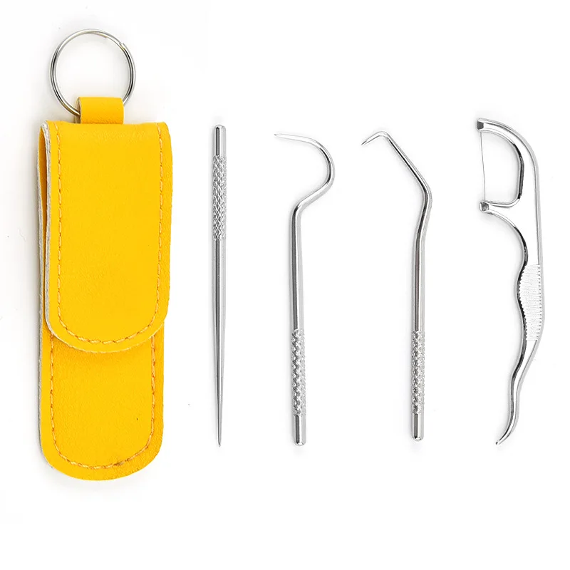 

Переносная сумка для зубочисток из нержавеющей стали Sdatter, многоразовый набор металлических зубочисток с держателями для пикников на откры...