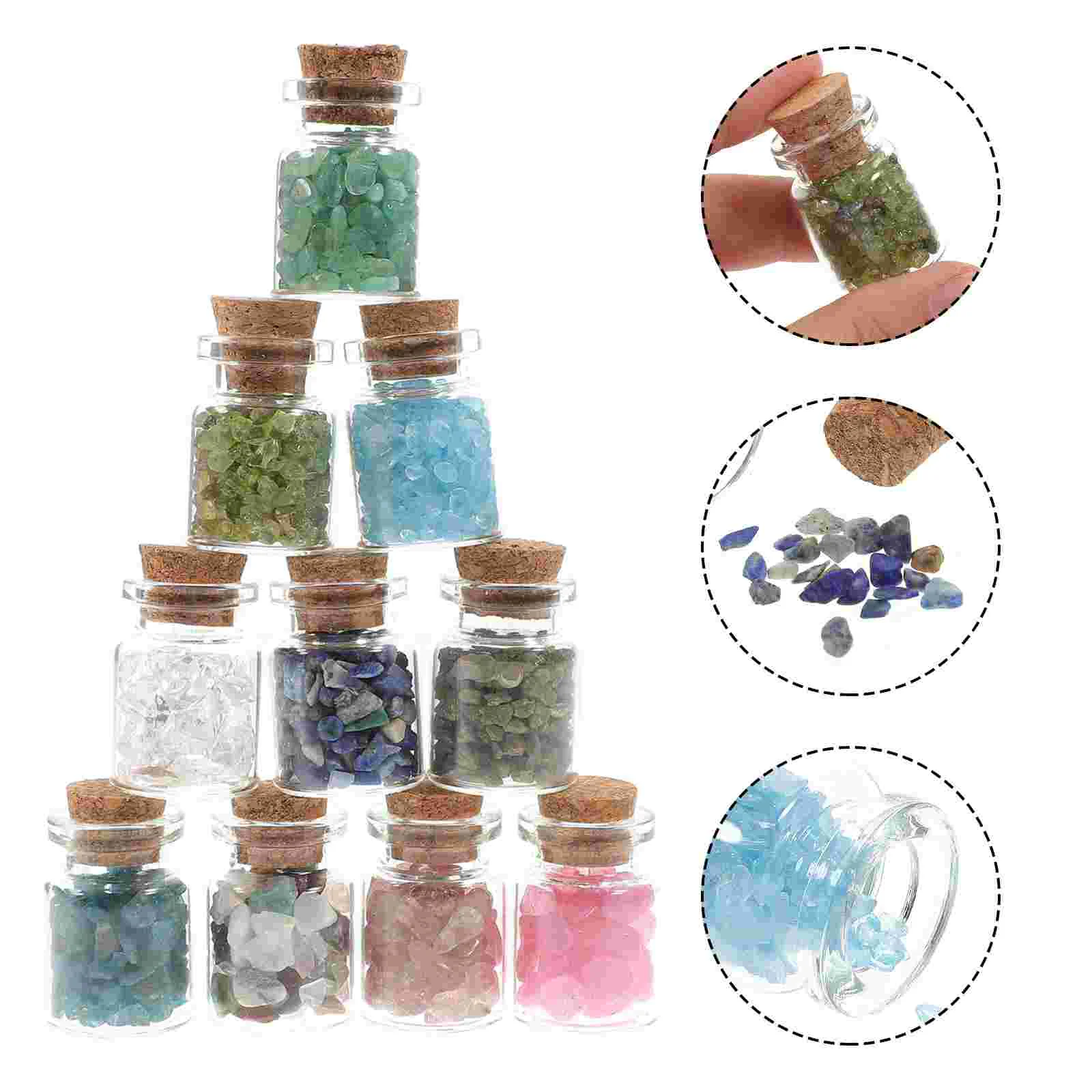 

10 Bottles Tumbled Stones In Wishing Bottles for Wedding Home