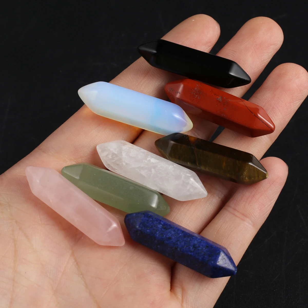 

20PCS Natural Stone Reiki Healing Crystal Rose Quartz Opal Hexagonal Home Mineral Tip Column Home Gift Home Decoration Mineral