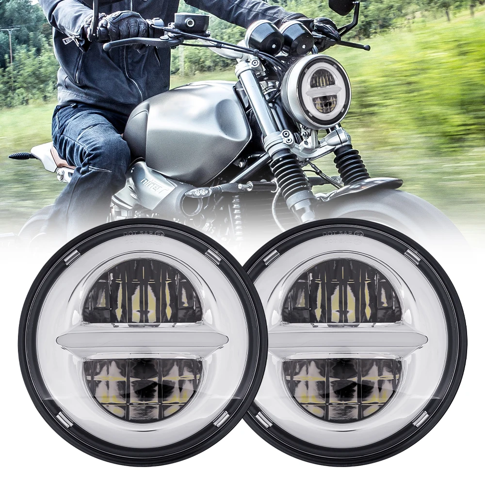 

Chrome, 5,75 дюйма, Φ, для мотоцикла, поворотники на мотоцикл фара для мотоцикла 5-3/4 дюймов, Φ, DRL, желтая, Φ для harley, Softail, Dyna Sportster