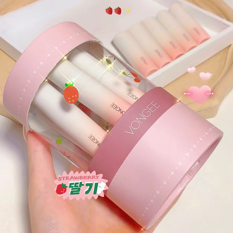 

5 Pcs/Set Lip Gloss 5 Colors Matte Liquid Lipstick Waterproof Long Lasting Women Red Tint Portable Velvet Lip Glaze Cosmetics