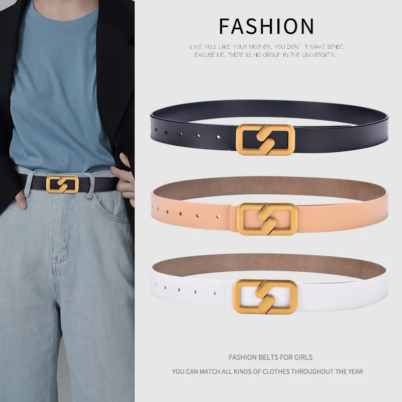 Women's Leather Belt Simple and Stylish Multi-color Optional Dress with Jeans Designer Luxury Brand Deluxe Black Belts