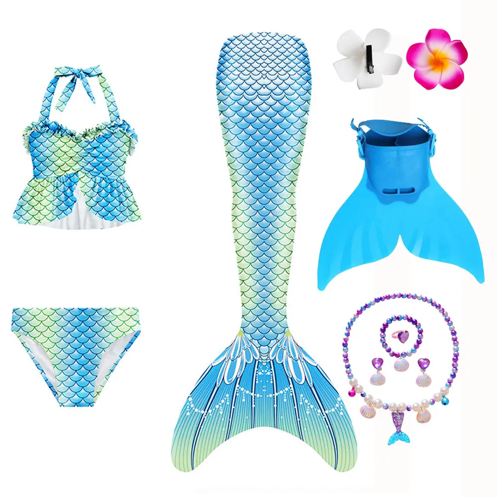 Купальный костюм для девочек с хвостом Русалочки детский купальный косплея