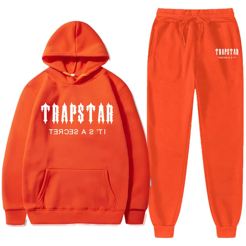 

Tracksuit TRAPSTAR Brand Printed Sportswear Men 28 Colors Warm Two Pieces Set Loose Hoodie Sweatshirt + Pants Set Hoodie Jogging