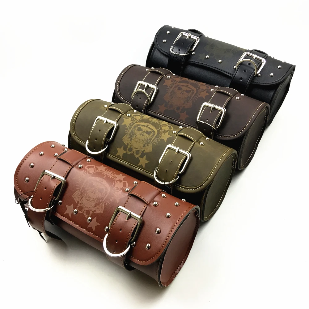 

Motorcycle Fork Tool Bags Storage Leather Travel Pouch Front Luggage Bag For Harley Sportster XL Touring Softail Dyna Road King