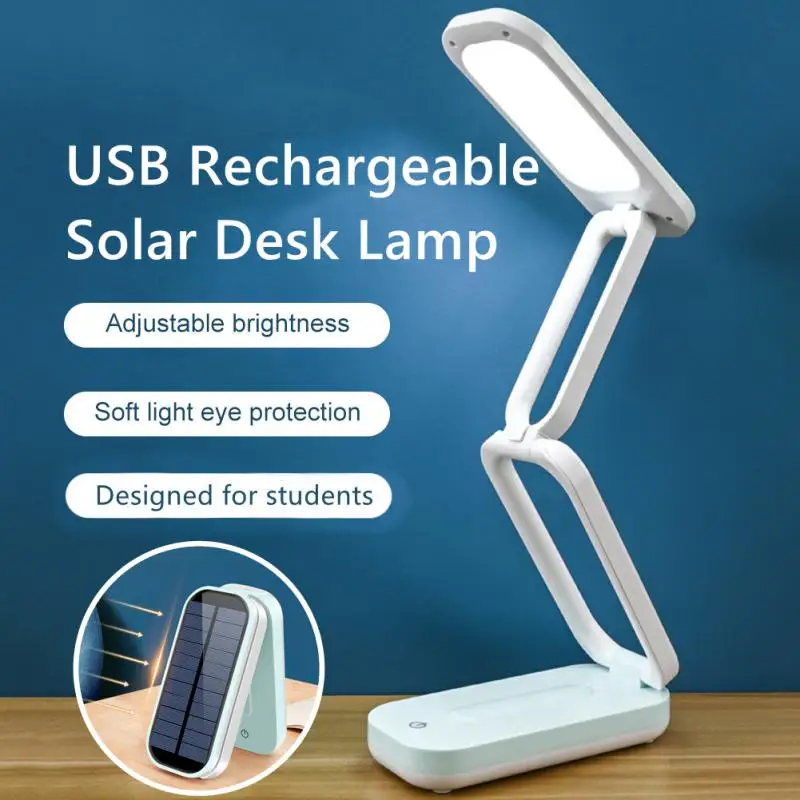 

24 LEDs Solar Charging Table Lamp USB Powered Desk Lamps DC5V Foldable Stepless Dimmable LED Night Light Bedside Reading Light