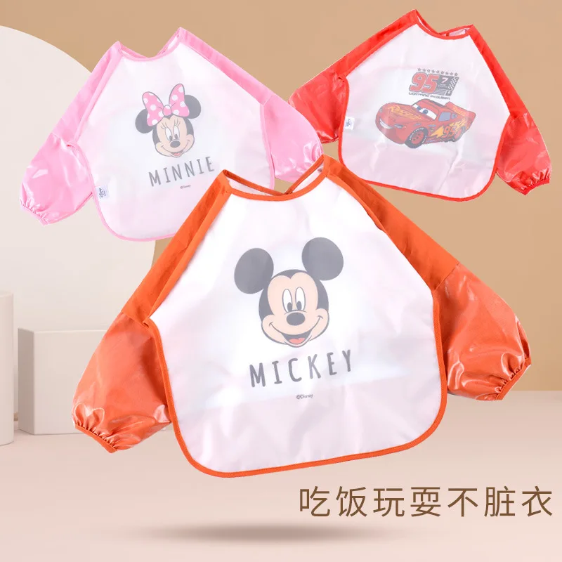 

Disney Bib Children's Smock Baby Apron Cotton Waterproof Meal Bib Blouse Painting Clothes Kindergarten Reverse Dressing Bib