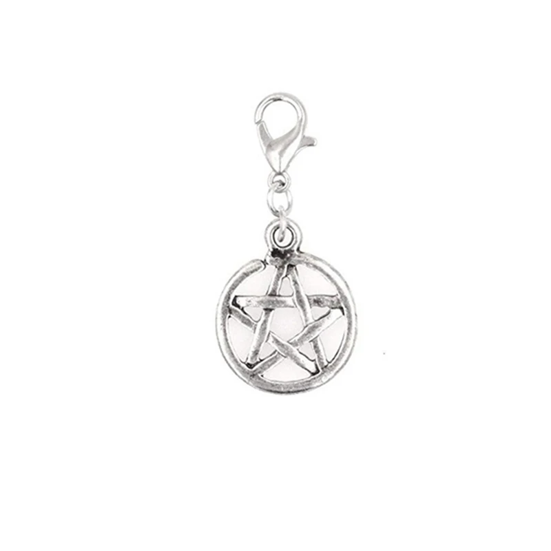 

3X Pentagram Pentacle Star Clasp Clip on Charm, Pentagram Clip on Charm, Witch Jewelry, Halloween Jewelry