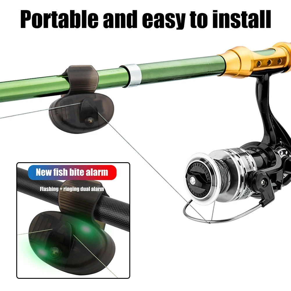 

Fishing Bite Alarm Loud Sound Clip On Fishing Rod Alarm Bell Night Fishing Smart Reminder Electronic LED Light Tackle Tools