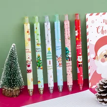 6pcs/box Christmas Gel Pens Snowman Santa 0.5mm Black Ink Netural Pen Kawaii Stationery Signature Pen Kids Gifts Office Supplies