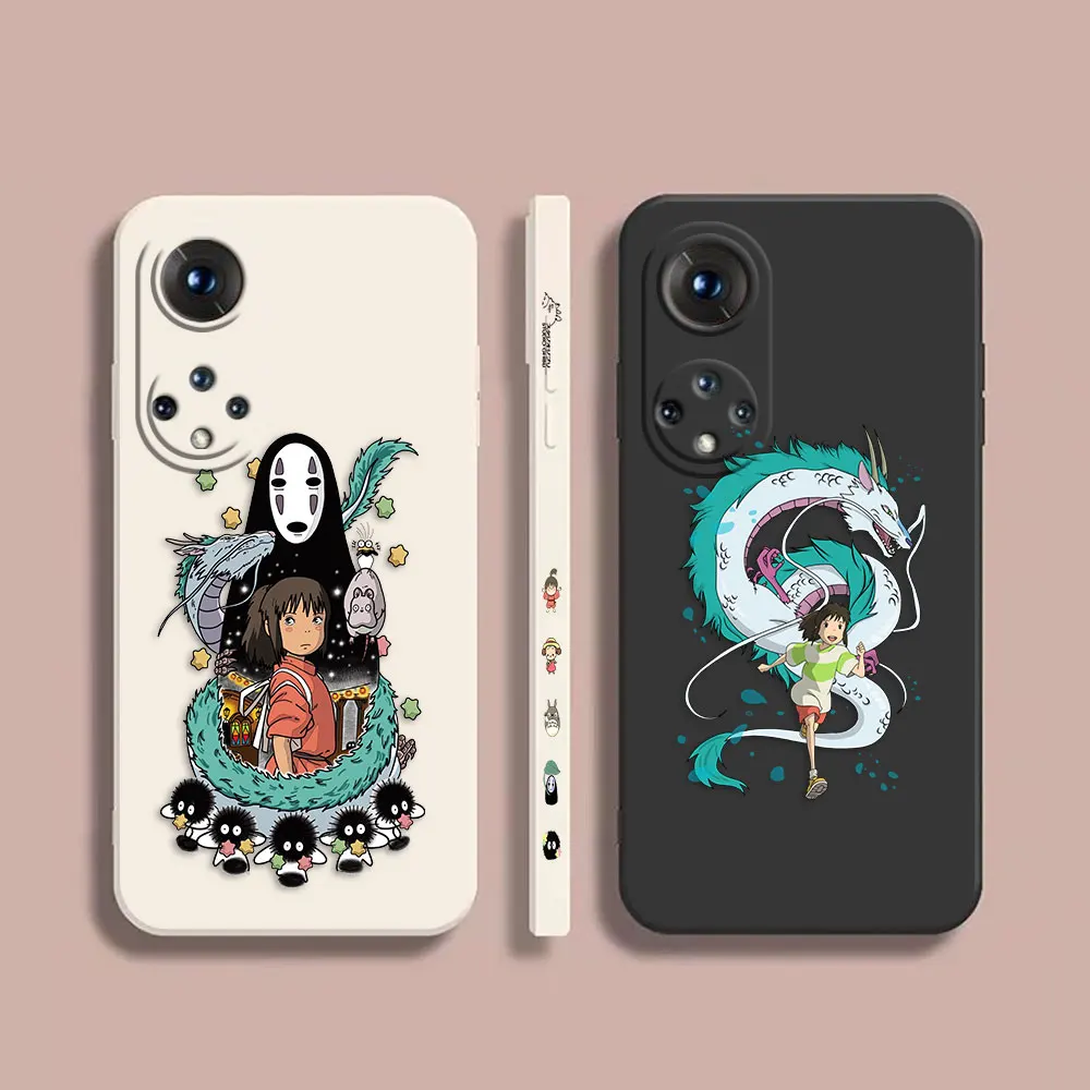 

Case For Honor 8X 9 10 20 30 30S 50 50 60 60 70 80 80 GT SE 5G PRO PLUS Simple Liquid Silicone Case Spirited Away Totoro No Face