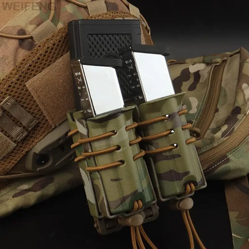 

Double 9mm/5.56mm Magazine Pouch Molle Rifle M4 AR15 M6 AK Mag Holster Case Tactical Pistol Magazine Holder Quick Release
