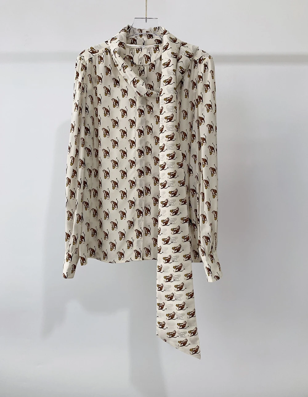 

2022 Autumn Blouses Women New Fashion Print Bow Tie Shirt