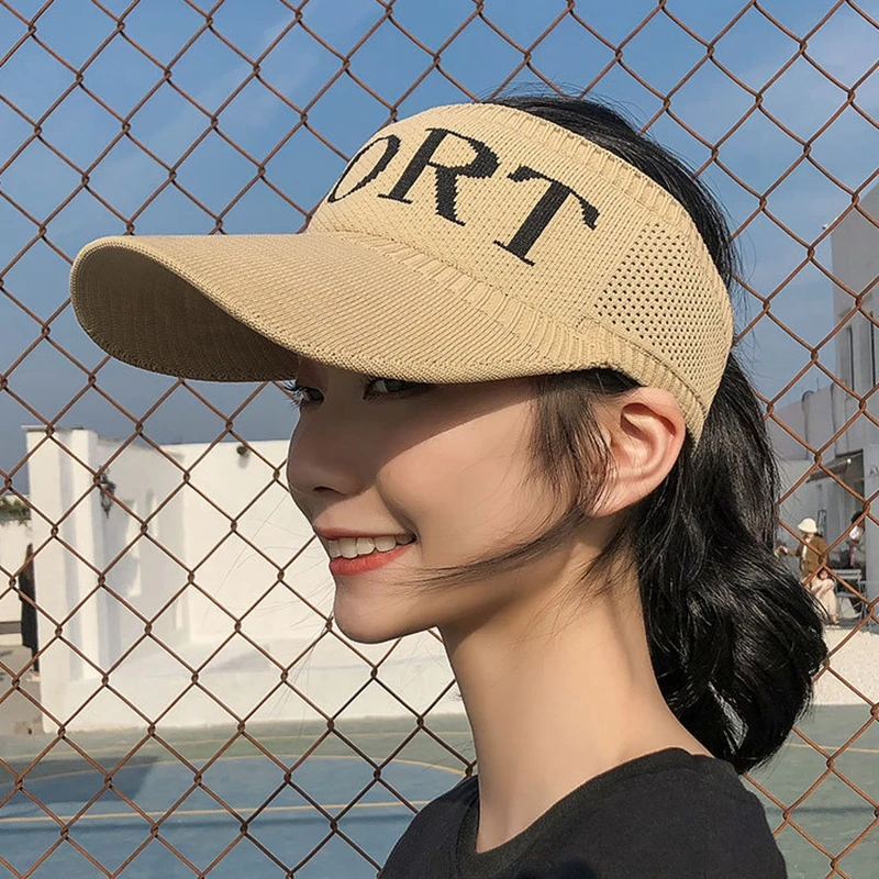 Women Summer Sun Hats Plaid Knit Hat 