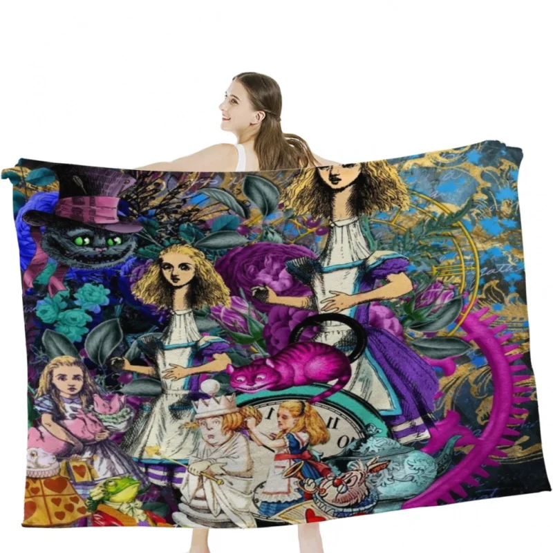 

Плед «Алиса в винтажном стране чудес», мягкое бархатное одеяло для кемпинга, постельное белье для путешествий