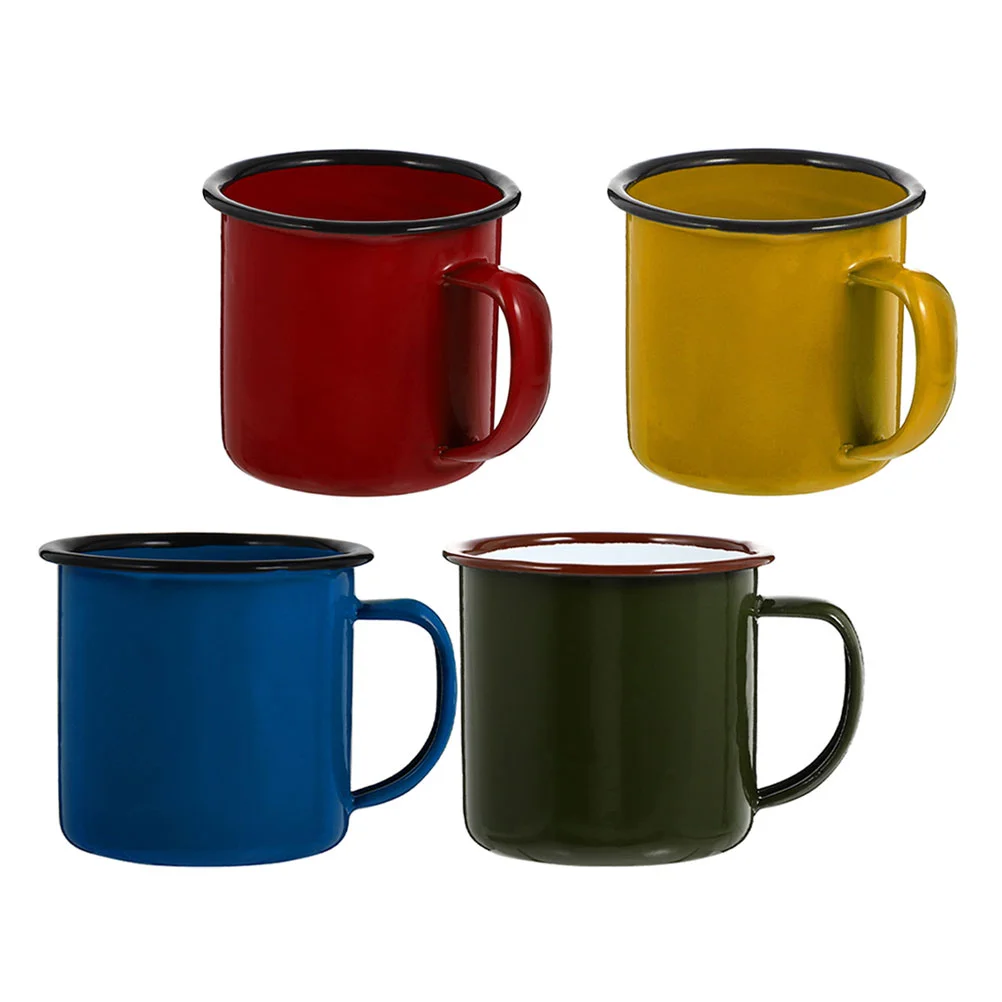 

4 Pcs Colored Enamel Mug Ceramic Coffee Thickened Water Cup Household Milk Travel Home Supply Child