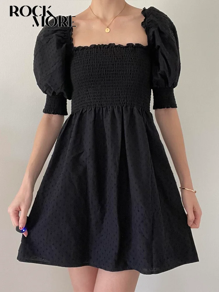 

Rockmore элегантные вечерние женские платья с открытой спиной и пышными рукавами, шикарные черные эластичные мини-платья с корсетом, летние пра...