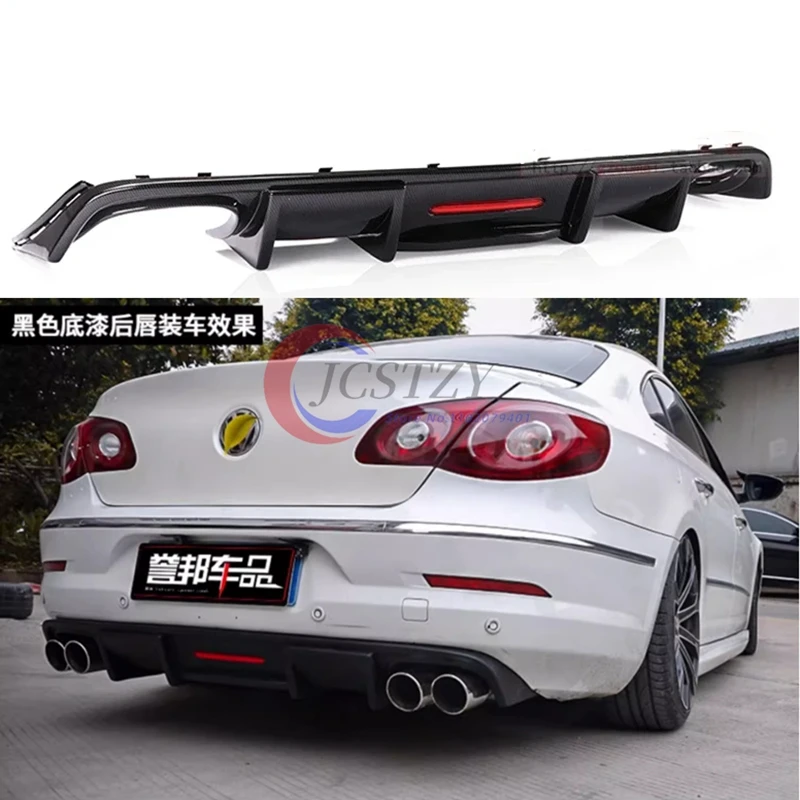 

Спойлер для Volkswagen Passat CC 2009-2017 в стиле акулы со светодиодной подсветкой, диффузор, защита бампера, задняя губа из углеродного волокна