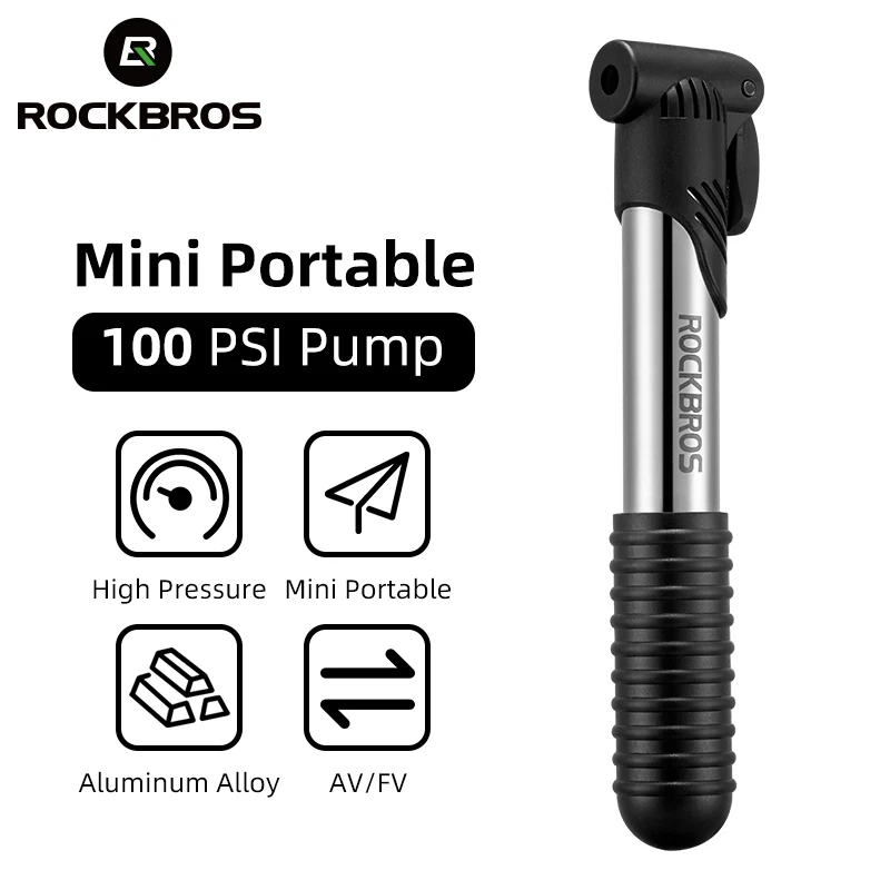 

ROCKBROS 100PSI Bicycle Pump FV AV Gas Nozzle MTB Road Bike Pump Mini Portable Cycling Inflator Air Pump Bicycle Accessories