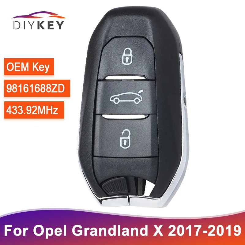 DIY ключ OEM P/N: 98161688ZD 433 92 МГц IM3A чип для Opel Grandland X 2017 2018 2019 смарт-пульт дистанционного