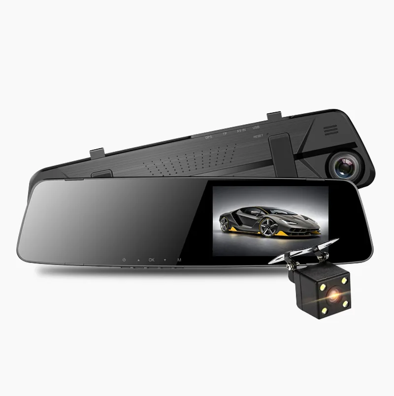 Автомобильный HD видеорегистратор с двумя объективами зеркало заднего вида