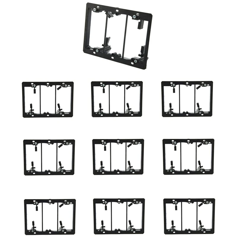 

10 Pack 3-Gang Low Voltage Mounting Bracket Drywall Wall Plate Multipurpose Device Black