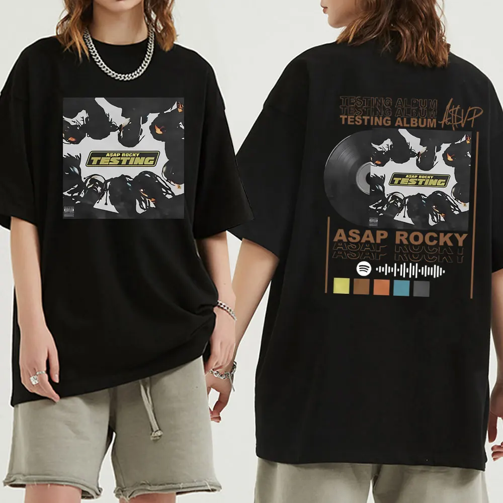 

Rapper Asap Rocky Testing Album Graphic T-shirts Men Hip Hop Oversized T Shirt Unisex Vintage Rap Streetwear Male Cotton Tshirt