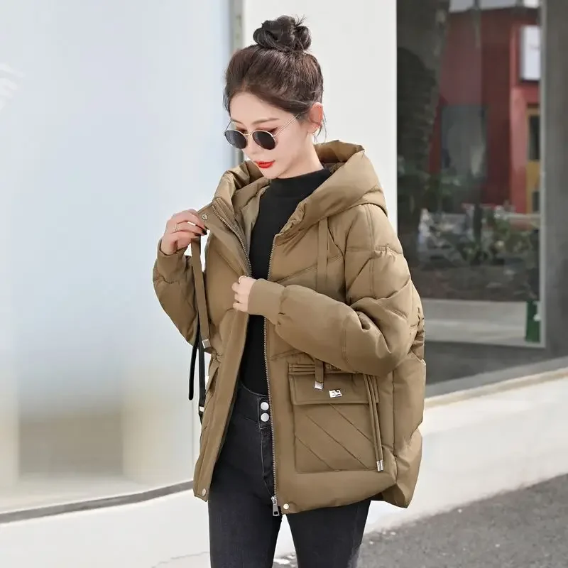 Пуховики для женщин Куртки с капюшоном Короткие белые парки Женская верхняя