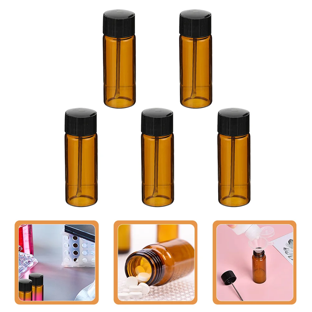 

5pcs Bottles Portable Empty Refillable Glass Pills Bottles Glass Medicine Containers Medicine Bottles Glass Jars