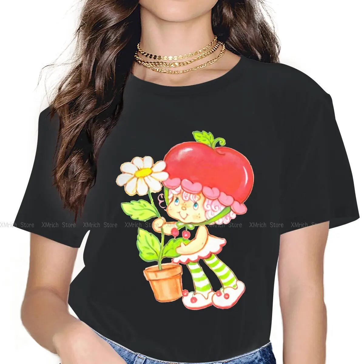 

80s Aesthetic Cherry Cuddler Daisy Classic Women Clothing Strawberry Shortcake Graphic Female Tshirts Vintage Gothic Loose Tops