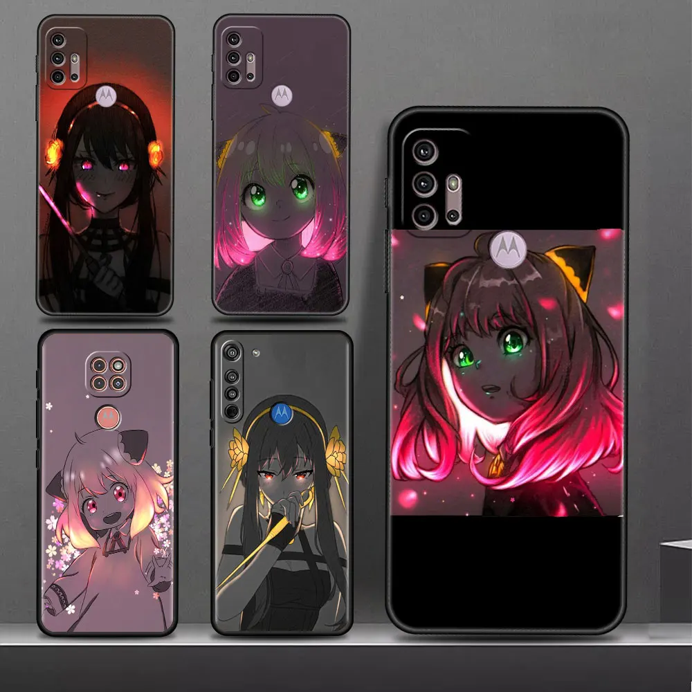

Anime Neon Spy×Family Case Coque for Motorola Moto G22 G60s Edge 30 Neo 20 Lite G52 G9 Power G30 G60 G8 Plus Black Soft Cover
