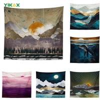 japanese style wall tapestry abstract painted whale sunset mountain forest hippie mandala tapestry landscape wall hanging carpet