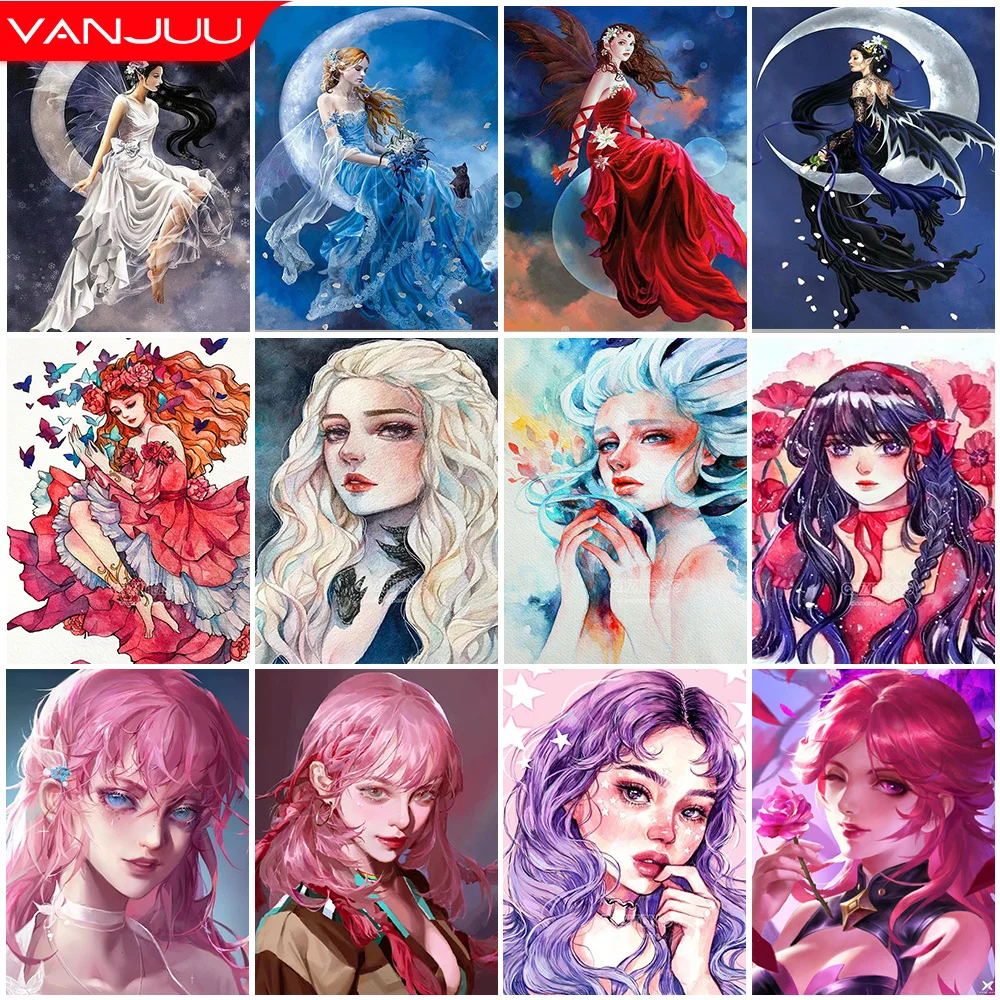 

5D Diamond Art Painting Girl Model Full Diamond DIY Diamond Mosaic Comic Rhinestone Embroidery Cross Stitch Home Decor