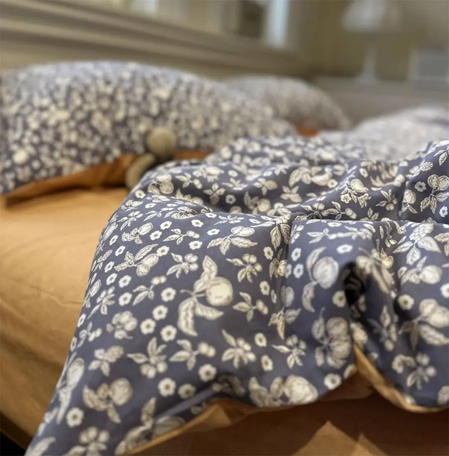 

Комплект постельного белья американской страны с синими цветами для девушек, двойная односпальная двуспальная кровать, деревенский хлопковый домашний текстиль, простыня, подушка, пододеяльник