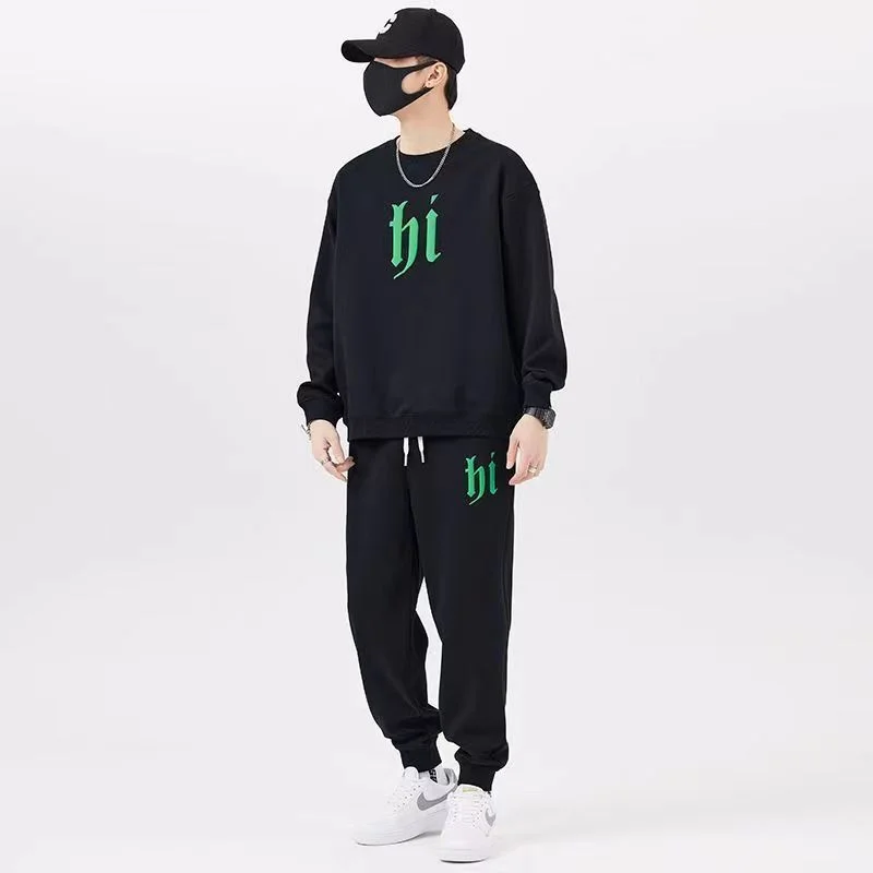New top and trousers Autumn and winter men's suit Fashion casual sports One set of sweater and pants suit