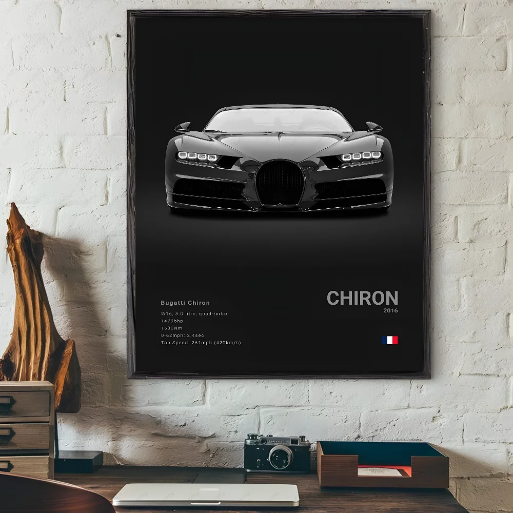 Poster Black Supercar Cool B-BugattiS V-Veyron CHIRON DIVO BOLIDE MINISO